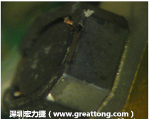 使用銀(Ag)鍍層的電源電感器(Power Inductors)，經(jīng)過推力測試后，零件端點上已經(jīng)看不到任何鍍層的痕跡了，所以其耐推力就比較小。