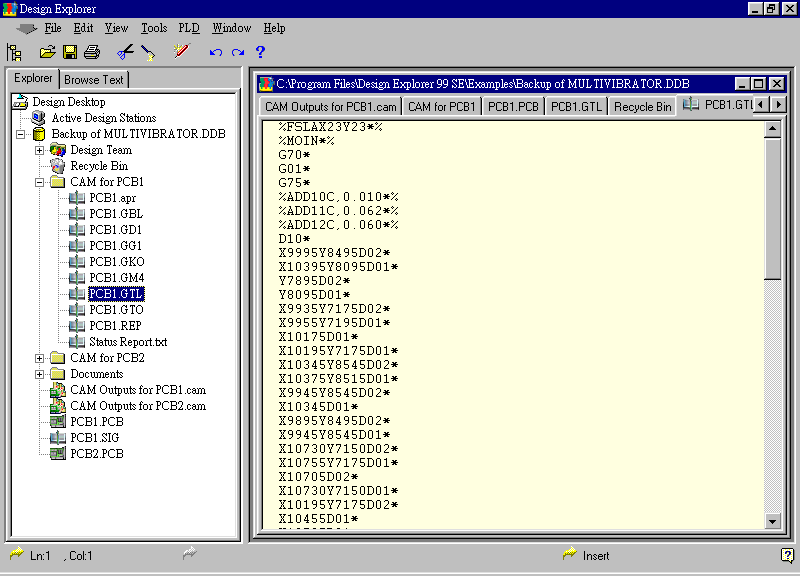 要檢查各Gerber輸出文件，則在瀏覽器中打開(kāi)CAM Output for PCB1，即可看到一系列Gerber輸出文件。
