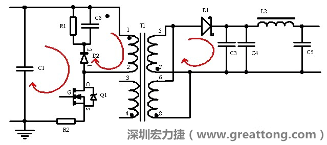 元件布局的時候，要優(yōu)先考慮高頻脈沖電流和大電流的環(huán)路面積，盡可能地減小,以抑制開關(guān)電源的輻射干擾