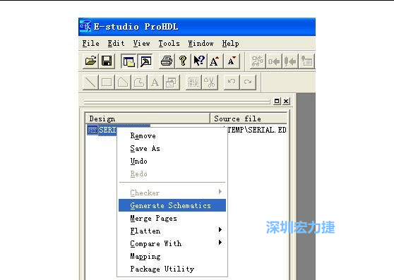 4．右鍵點擊 Serial.EDF 文件，選擇 Generate Schamatics：