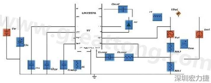 參考圖1的電流通路：把FET在導(dǎo)通狀態(tài)下流經(jīng)的通路標(biāo)記為紅色；把FET在關(guān)斷狀態(tài)下的迴路標(biāo)記為綠色。