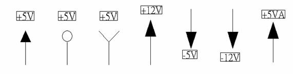 電源符號(hào)有下列幾種，可使用鍵盤 [Ctrl + Tab] 鍵切換：